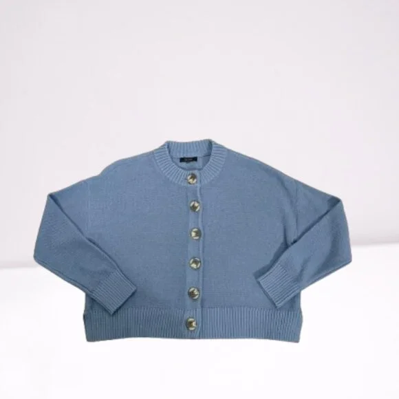 Quince 100% Organic Cotton Cropped Cardigan Size S Blue-Gray - Picture 5 of 8